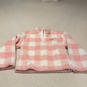 Women's Pink and White Checkered Fleece Pullover